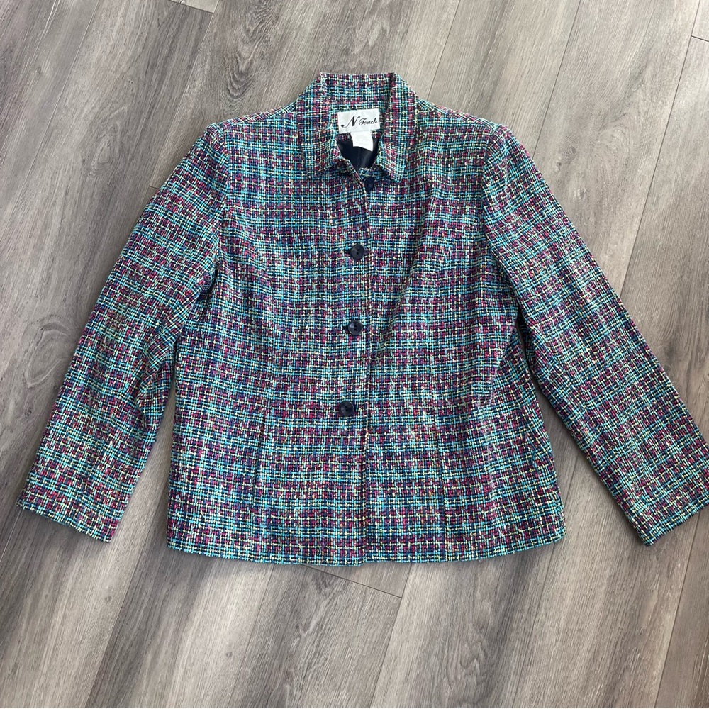 Vintage Women's Classic Multicolor Tweed Blazer 12